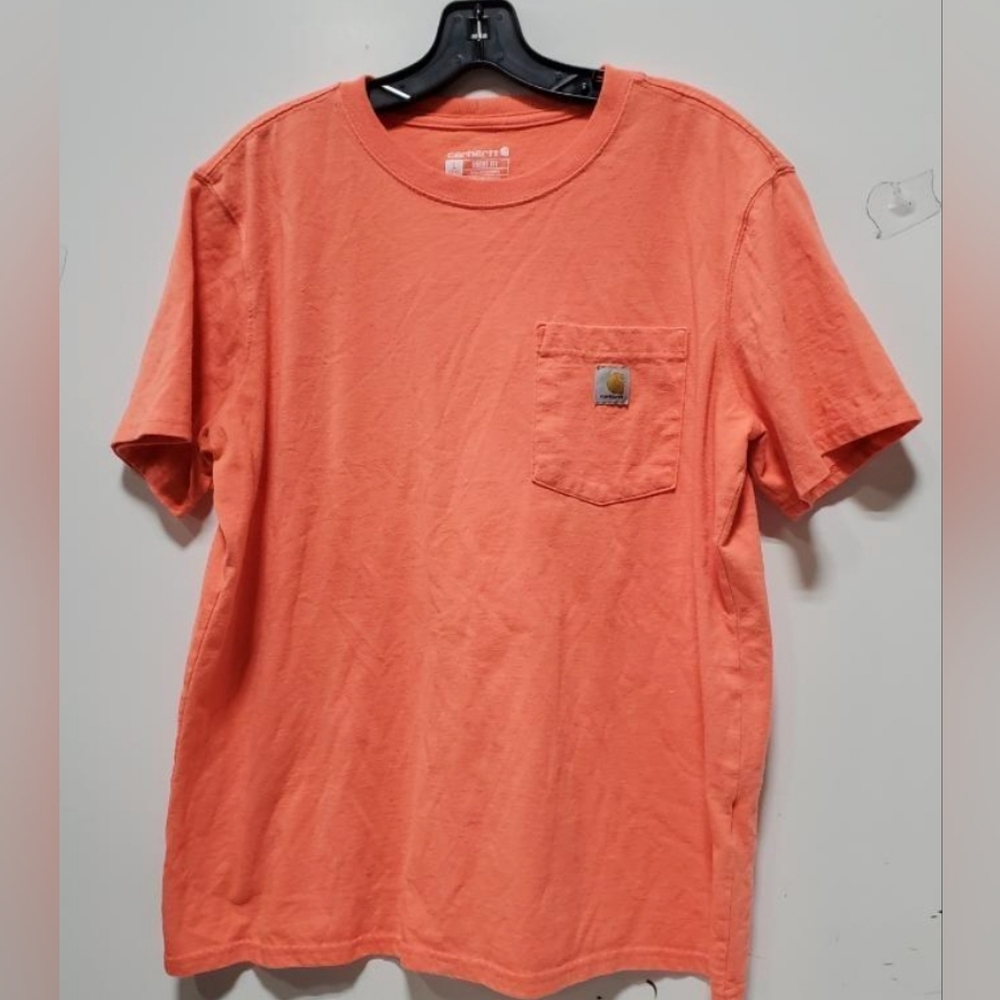 Carhartt Short Sleeve Pocket Tees 2PCS Lot Size L- Coral and Mustard Used Exc - Picture 3 of 6